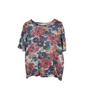 Vintage 1980s/90s SOSTANZA Woman’s Pull Over Shirt, Mesh, FLORAL